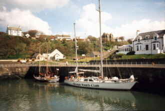 Sunseeker and Black Swan in a corner of Portpatrick Harbour